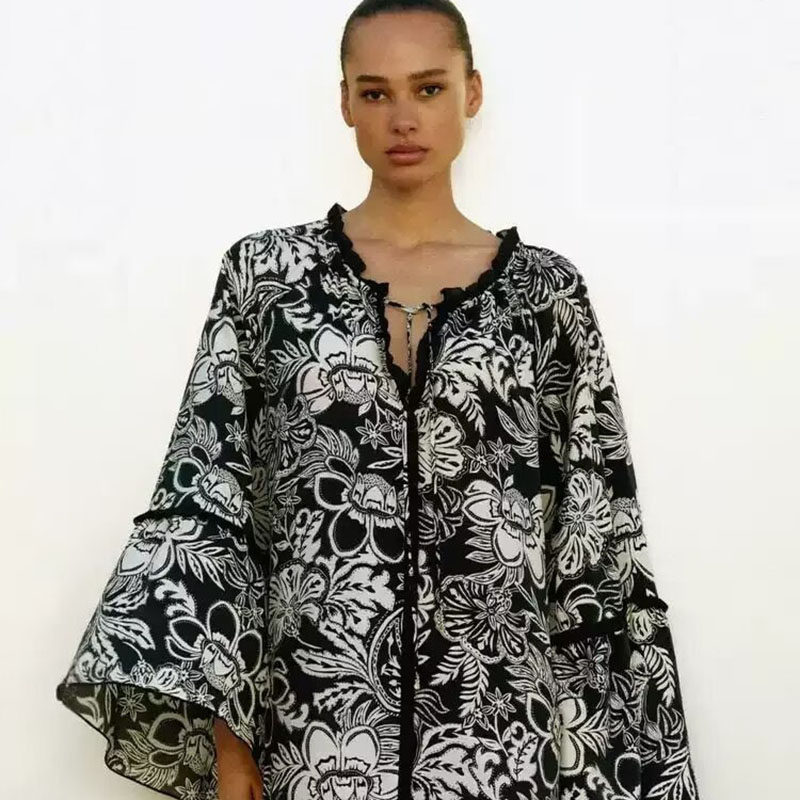 ZA 2026春季新款女装a字版型喇叭袖裙衫式长袖连衣裙 1289460,女装/女士精品,民族服装/舞台装,淘宝优惠券,粉丝福利购,淘宝优惠卷