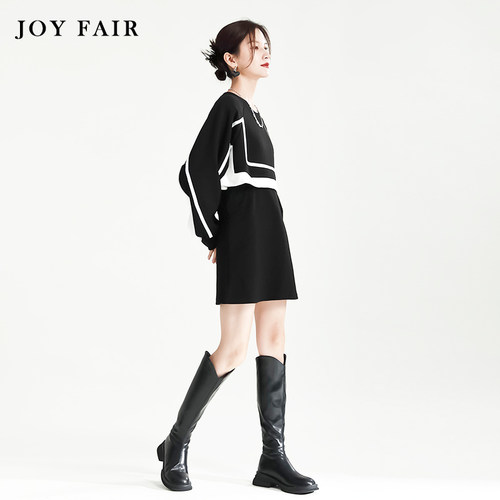 JOYFAIR黑色卫衣连衣裙