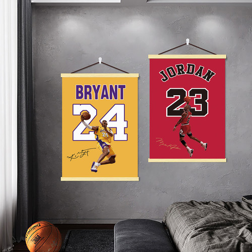 黑曼巴科比乔丹库里詹姆斯麦迪墙面装饰挂画 NBA明星海报画墙贴纸