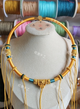 手工精编福扣多挂项圈长命锁锦鲤锁金锁项链挂绳宝宝满月周岁抓周
