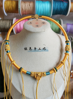 手工精编福扣多挂项圈长命锁锦鲤锁金锁项链挂绳宝宝满月周岁抓周