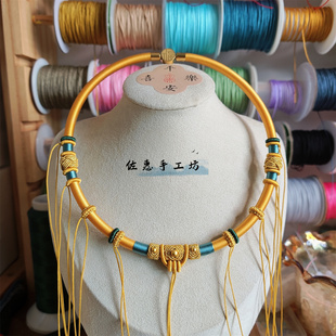 手工精编福扣多挂项圈长命锁锦鲤锁金锁项链挂绳宝宝满月周岁抓周