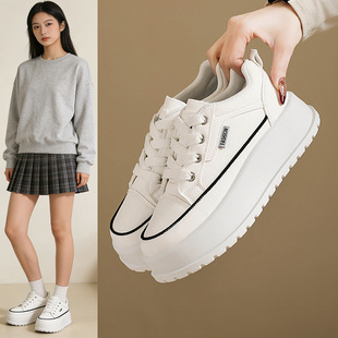 休闲鞋 ins潮厚底增高帆布鞋 女2026春季 透气休闲鞋 SQP05 新款 韩版