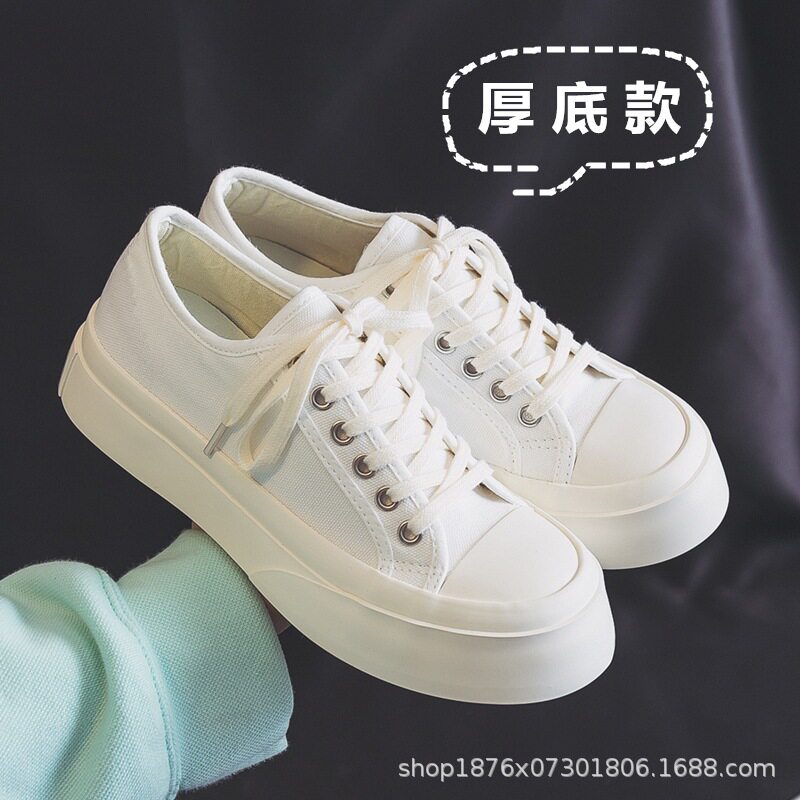 ins帆布鞋女韩版ulzzang潮原宿风大头鞋2026春季休闲小白鞋板鞋子
