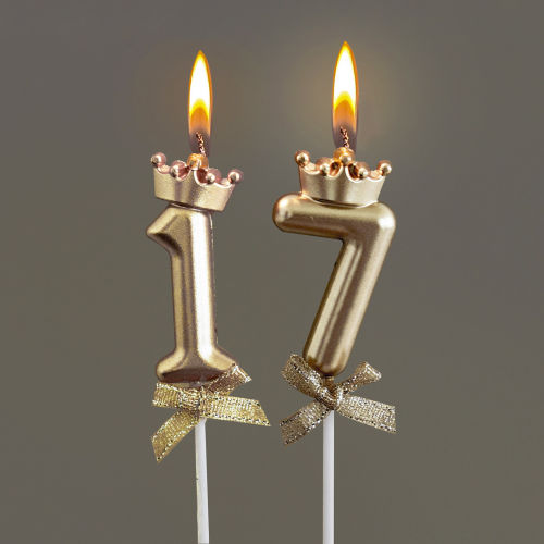 皇冠蝴蝶结金色数字蜡烛生日派对
