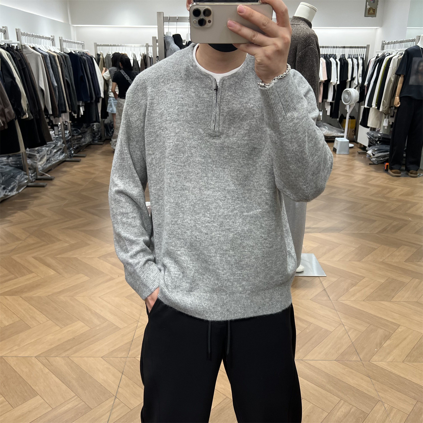 M8秋冬拼接假两件羊毛针织衫男美式宽松休闲保暖内搭通勤时尚毛衣,男装,针织衫/毛衣,淘宝优惠券,粉丝福利购,淘宝优惠卷