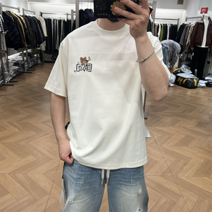 尼昆夏季潮牌卡通小熊涂鸦刺绣短袖T恤男士美式宽松百搭潮流上衣
