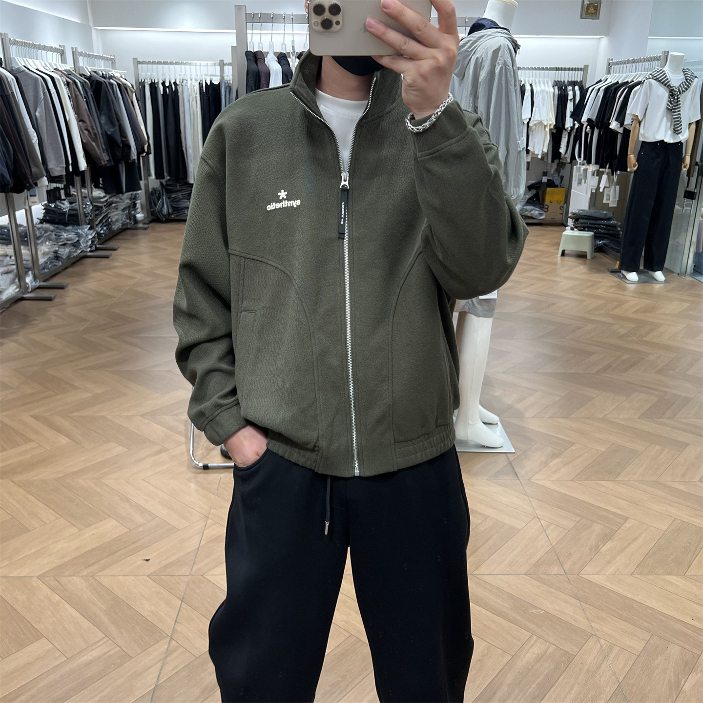 简约字母刺绣立领开衫卫衣外套潮