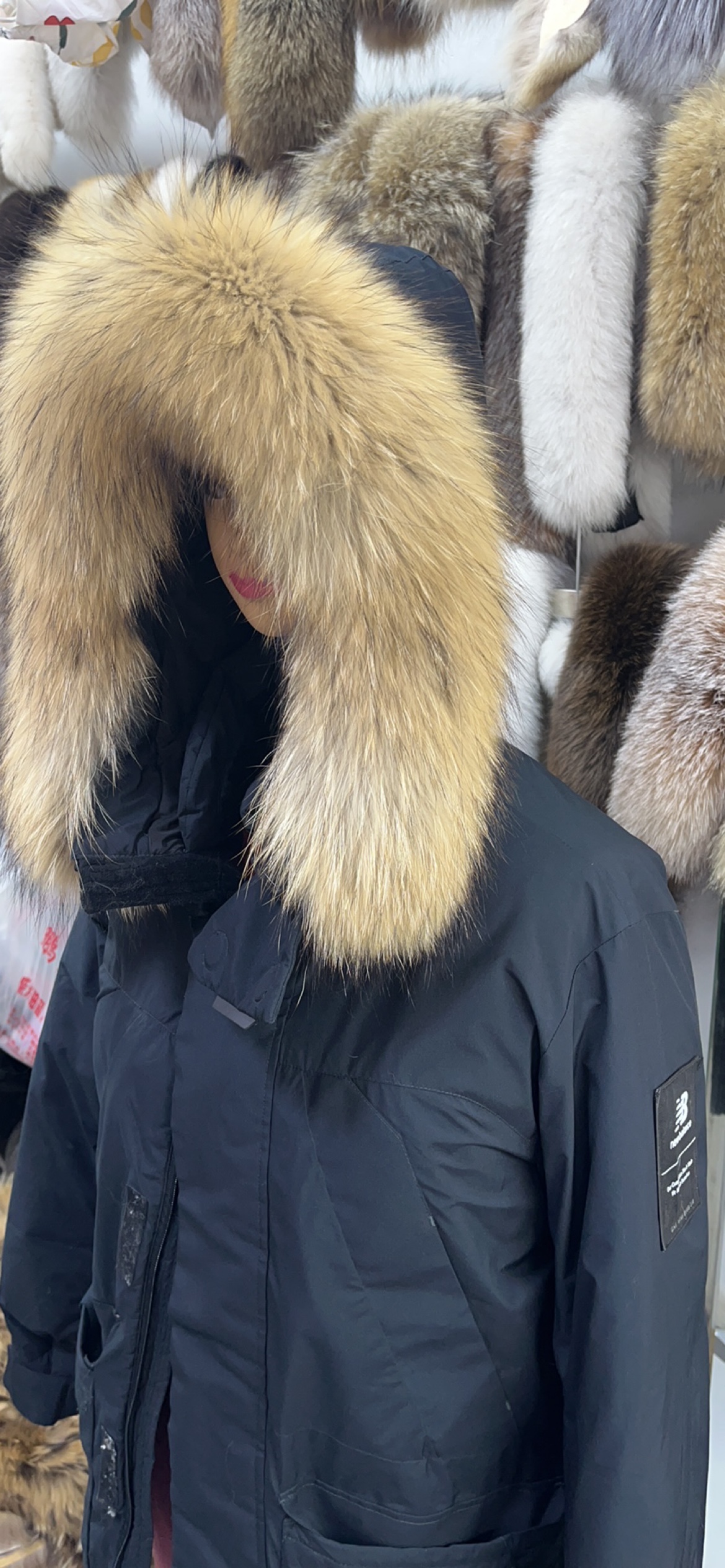 单卖真皮貉子毛领NB羽绒服，毛领定制暗扣拉链款改换真皮领子