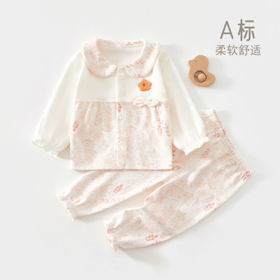 婴儿衣服春秋季分体套装女宝宝打底外穿贴身无骨可爱爬爬服家居服