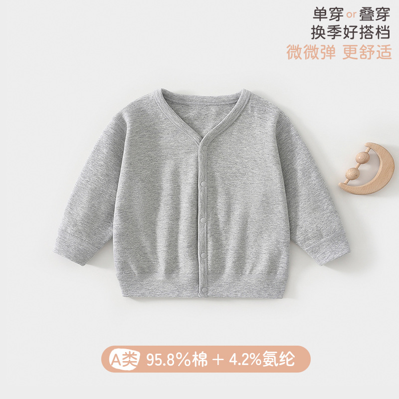 婴儿早秋V领纯棉上衣宝宝衣服男女童春秋针织衫外套安阳a类童装秋