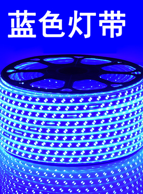 LED蓝光灯带条220V蓝色灯条超高亮天花吊顶KTV招牌灯箱装饰长条灯