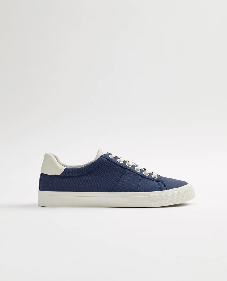 男鞋海军蓝棉面料橡胶底运动鞋