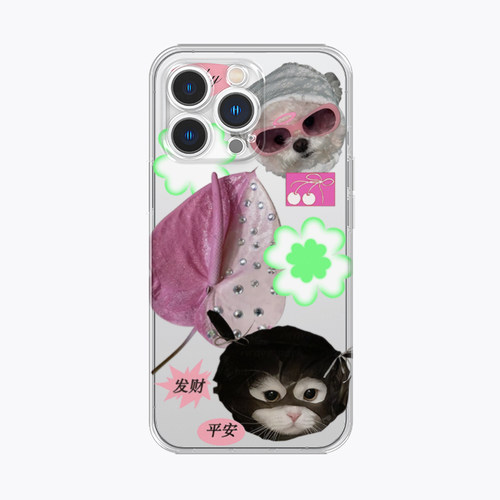 海浪公园【拍三免一】ins猫狗组合拼贴适用于iPhone17promax手机壳tpu透明软壳三星s25至尊小米15pro华为p70