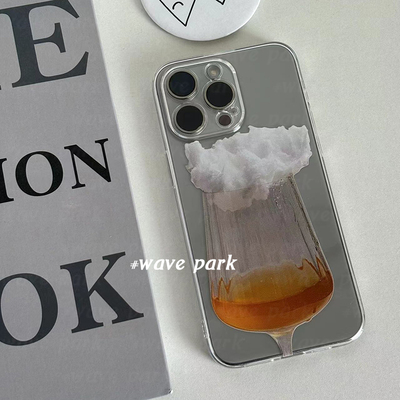 海浪公园【拍三免一】酒杯高脚杯ins适用于iPhone15promax手机壳tpu透明软壳reno12三星s24小米14pro华为p70