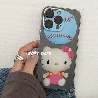 海浪公园【拍三免一】撞色棒球凯蒂猫适用于苹果17promax手机壳tpu透明软壳reno14三星s24小米14pro华为p70