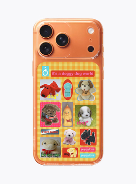海浪公园【拍三免一】可爱小狗橙色格纹适用于苹果17PM手机壳tpu透明软壳三星s25至尊小米15华为p80pro