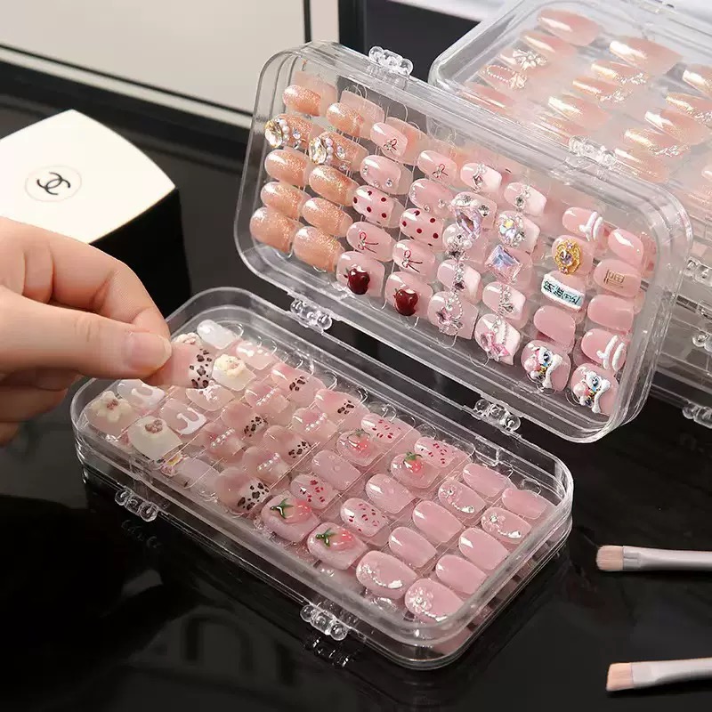 【三折叠盒】新品穿戴甲大容量收纳盒三折叠多功能透明饰品收纳盒