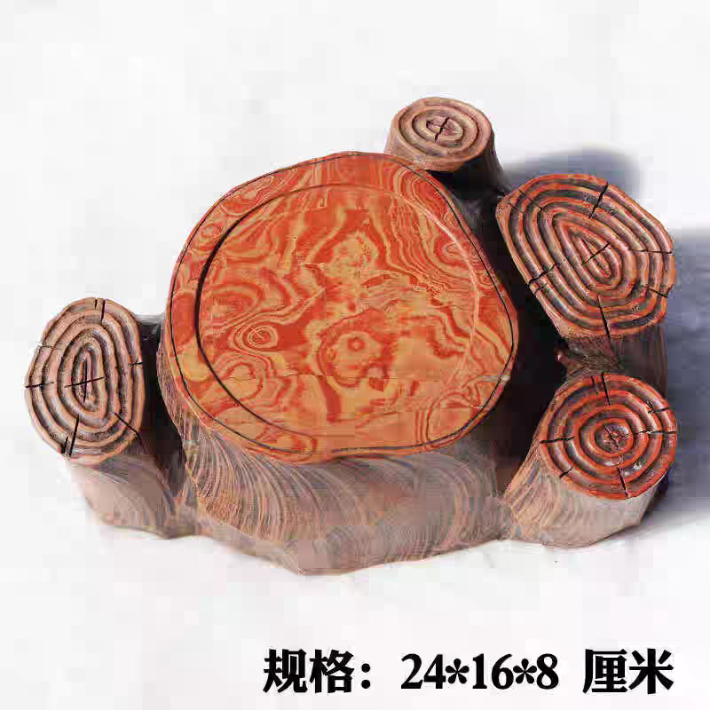 红丝砚天然红丝石原石精雕树桩砚台摆件可做壶承颜色花纹美丽收藏