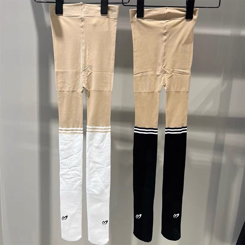 新款高尔夫球袜女士弹力运动网球连体袜子丝袜拼接撞色百搭棒球袜