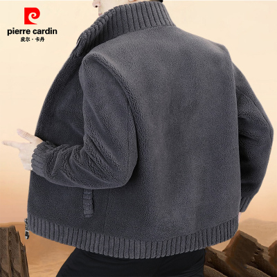 皮尔卡丹羊羔绒立领外套秋冬新款修身高档皮毛一体双面穿羊毛外套