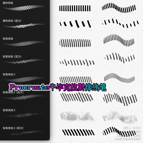 Procreate|画世界Pro牛毕克拉斯排线过渡笔刷 绘画素材线条工具