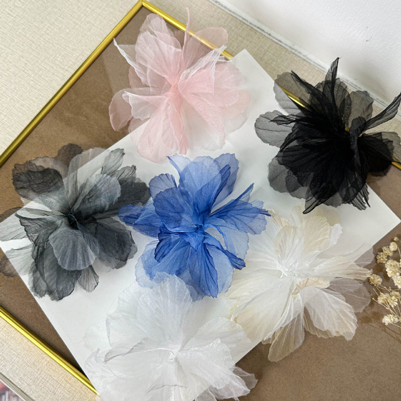 花朵辅料鞋包服装发夹diy烧边欧根网纱布艺渐变胸花蛋糕帽子配件