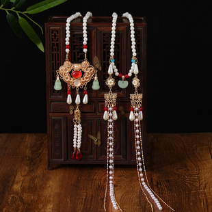 璎珞项链马面裙汉服配饰背云流苏明制吊坠新中式项圈订婚古风饰品