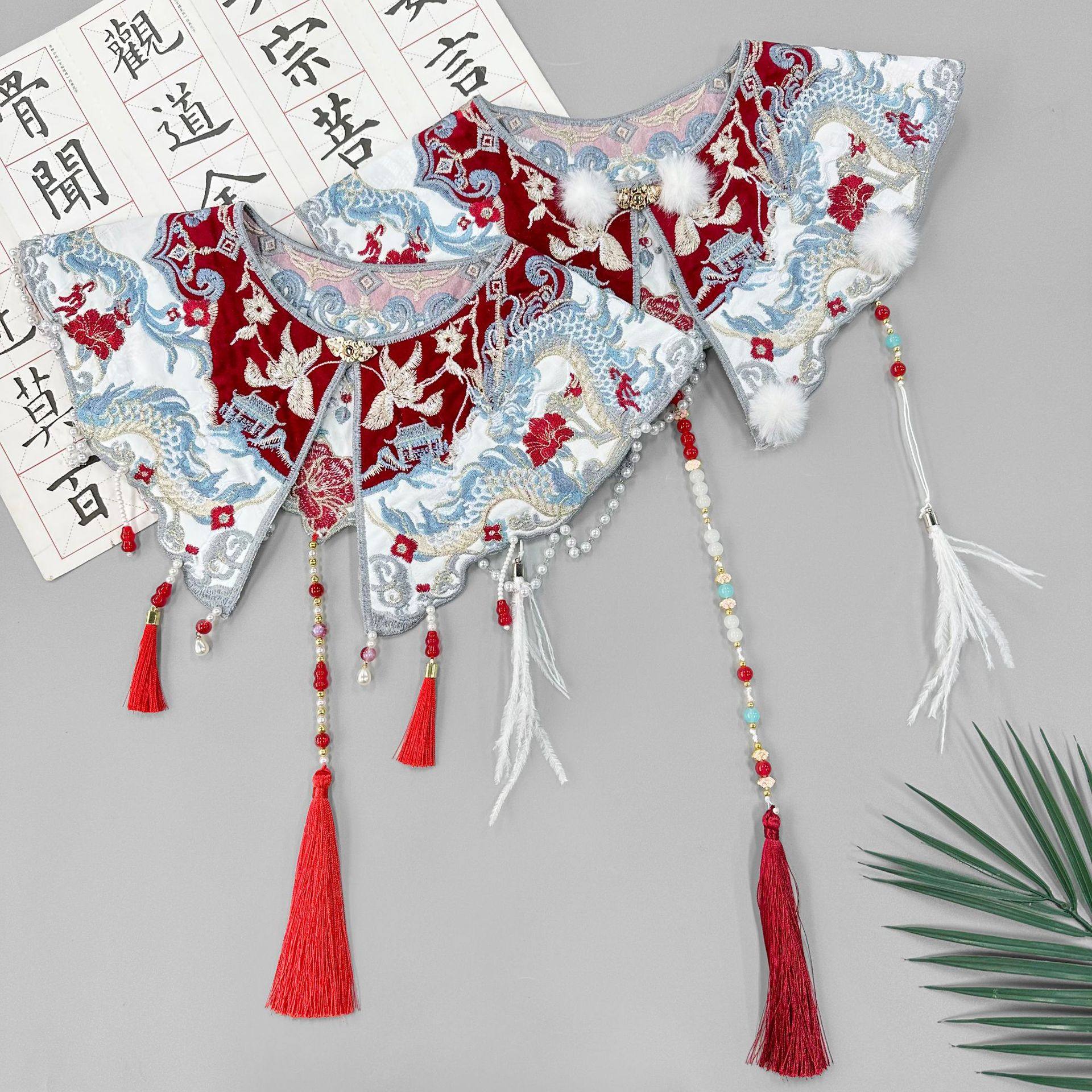 新款云肩女童盘龙马面裙旗袍衬衫汉服拜年礼服刺绣民族风唐装披肩