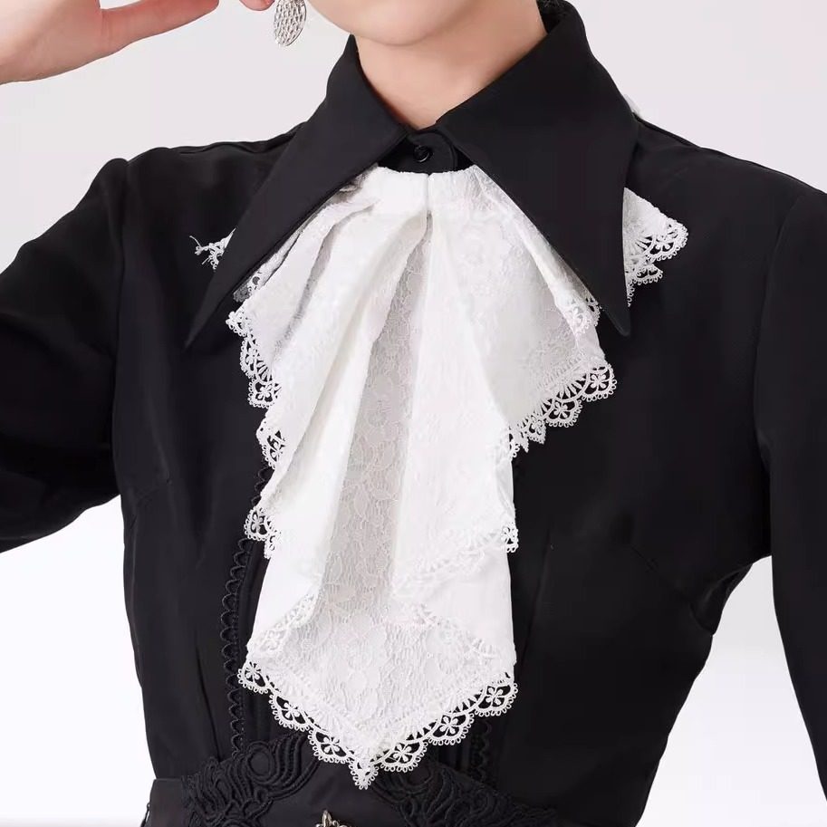 口水领巾复古宫廷蕾丝叠领结洛丽塔lo哥特制服挂脖装饰演出假领花