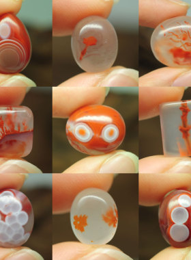 南红天眼草花飘花戒面