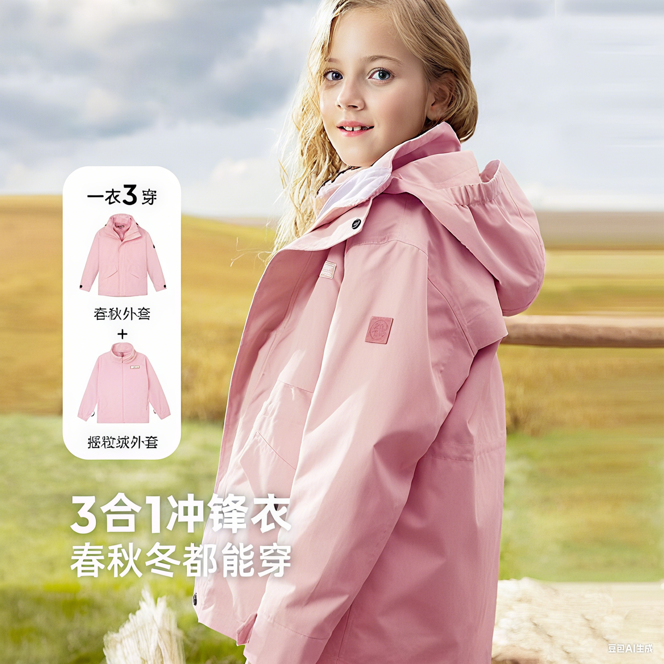 斯博兰帝户外防水加绒儿童冲锋衣