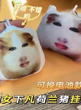抽象猪妞荷兰猪小曲发声挂件仙女下凡语音小玩具学生党包包钥匙扣