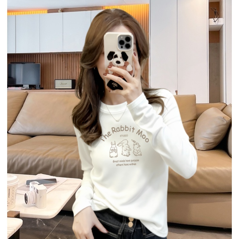 单衣长袖t恤女士新款春秋季白色内搭打底衫洋气正肩薄款上衣外穿