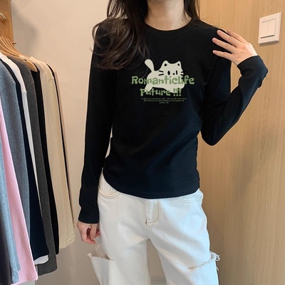 长袖t恤女学生新款薄款早秋