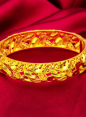 礼物礼品首饰时尚婚庆新娘镀礼物首饰仿礼物手镯女开口大宽面镂空