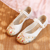 春夏新款 子 女浅口汉服鞋 中国风内增高绣花单鞋 中跟古风老北京布鞋