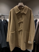 23秋冬新款 中长宽松双面100%羊毛外套 娃娃款 韩版 简约气质新中式