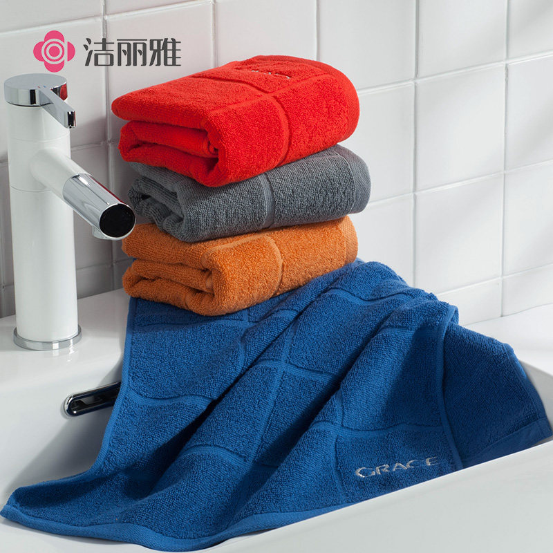 洁丽雅毛巾纯棉成人A类加大厚柔软洗脸澡大面巾红色结婚喜庆团购