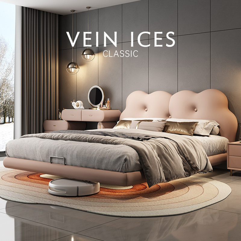 2025新款饼干女儿房真皮悬浮儿童床实木可爱豪华公主单人卧室家用,住宅家具,儿童床/儿童抽拉床,淘宝优惠券,粉丝福利购,淘宝优惠卷