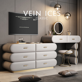 主卧一体床尾转角现代简约高级感轻奢床头斗柜储物书桌化妆梳妆台