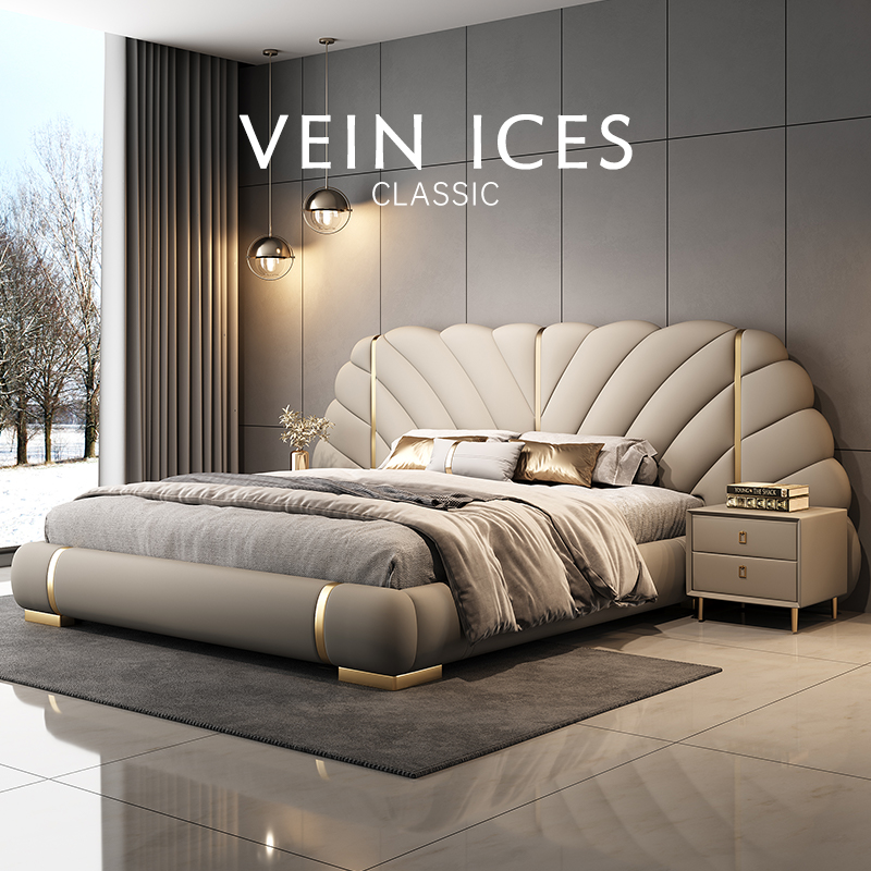 真皮宽屏大床别墅主卧豪华