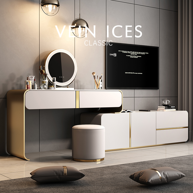 琪琪家园梳妆台储物轻奢岩板