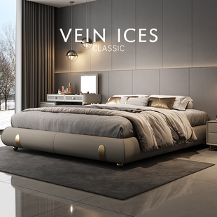 无床头轻奢皮床现代简约小户型高级感次卧奶油风1.8米双人床M5002