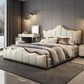 高端奢华款 轻奢床现代主卧简约床意式 双人皮床气压储物高箱婚床