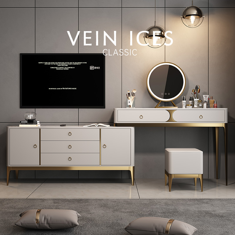 轻奢梳妆台一体化妆收纳桌