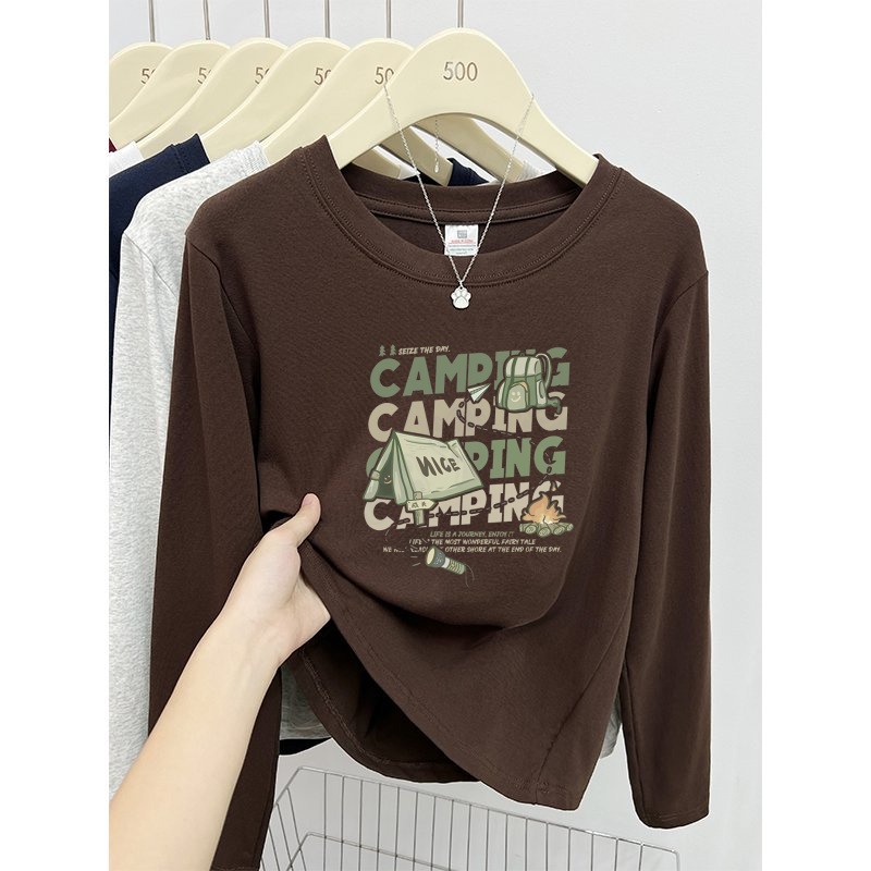 2025新款上新女装长袖T恤女秋冬女士气质上衣外穿薄款内搭打底衫