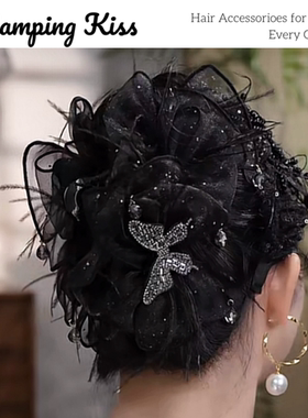 Camping Kiss蝴蝶花朵羽毛黑色鲨鱼夹百搭高级发抓发饰时尚抓夹