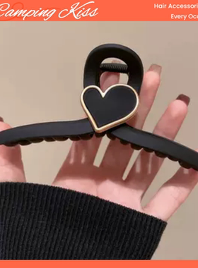 黑色抓夹Camping Kiss后脑勺盘发大号发量多鲨鱼夹子亚克力头饰女