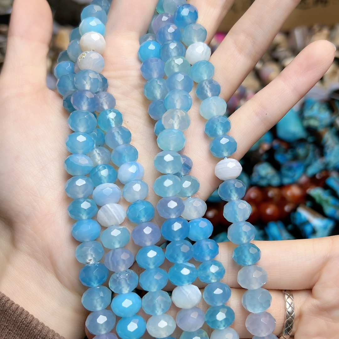 g514。10mm进口巴西玛瑙刻面算盘一条